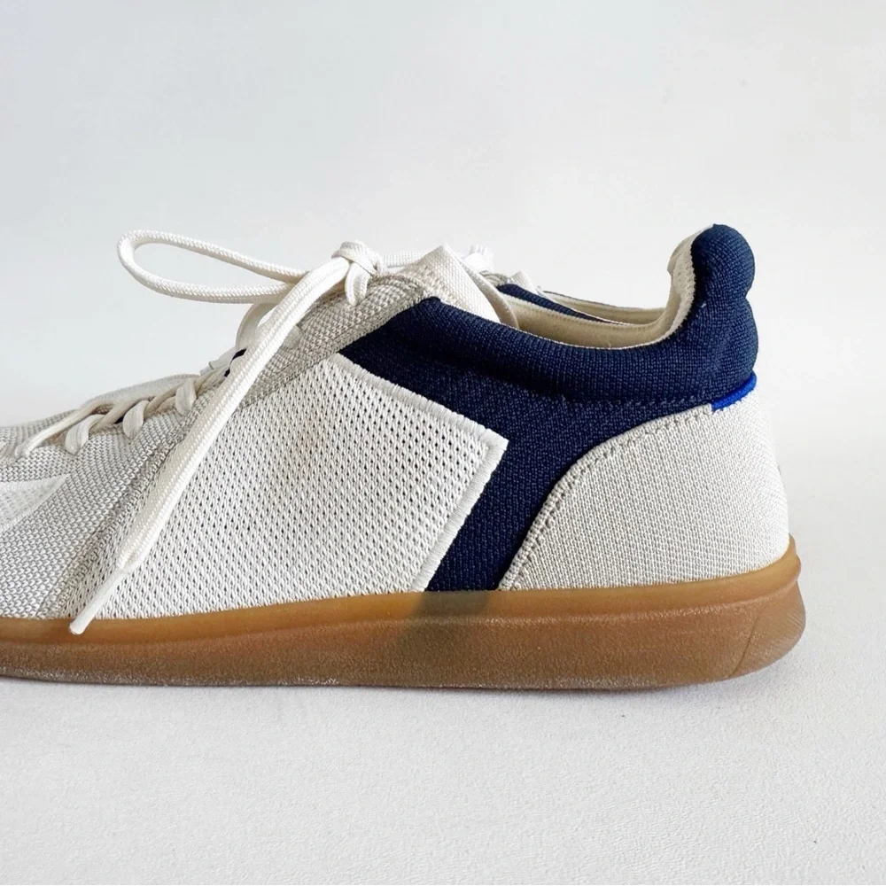 Rothys Mens RS01 Low Lace Up Sneaker US 12.5 EU 45 Off White Navy Casual Comfy - Picture 7 of 14